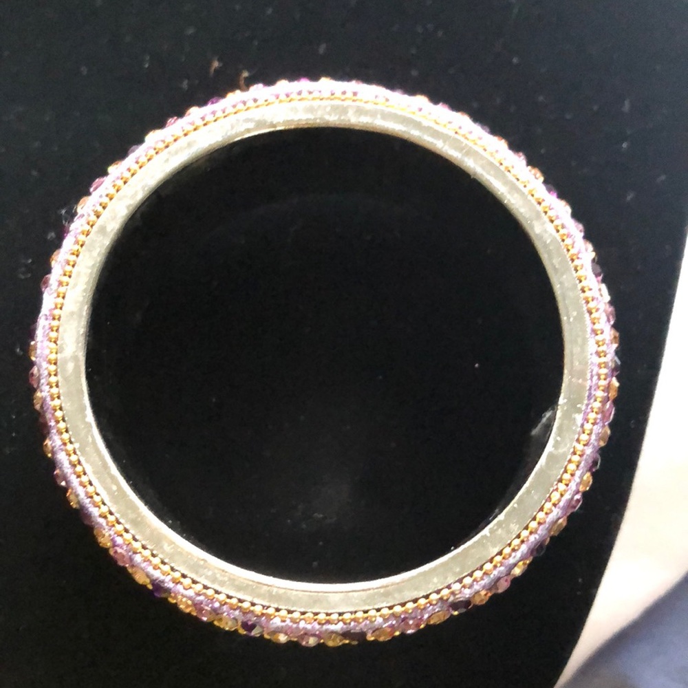 Purple and gold rhinestone cuff bracelet. EUC. - Picture 3 of 5